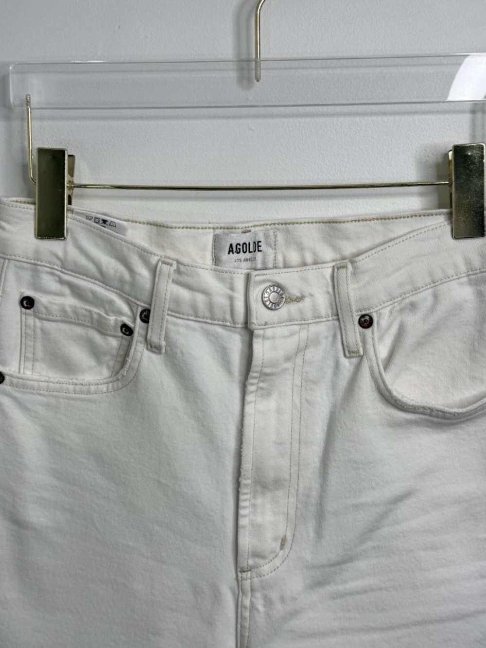 Agolde Ren High-Rise Wide-Leg Jeans Pants Women's Sz 27 Off White Button Fly - Picture 5 of 13